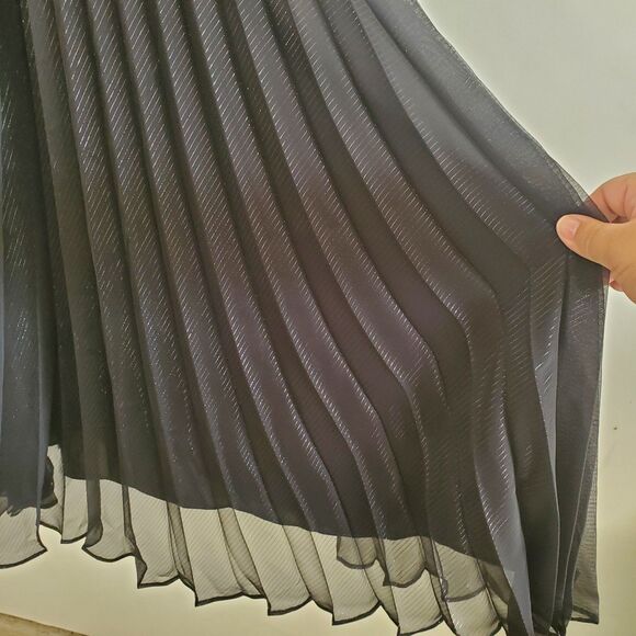 **NOT FOR SALE** Market Dress 10 Black Pleated Midi Lurex Sheer Coquette Fairy - Picture 7 of 15